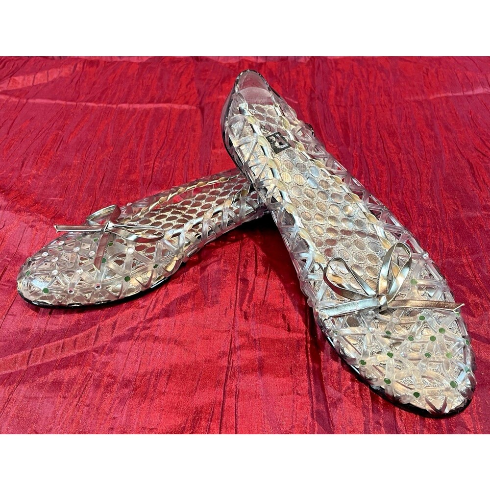 Womens Response Clear Mesh w Glitter Accents Breathable Slippers sz 8